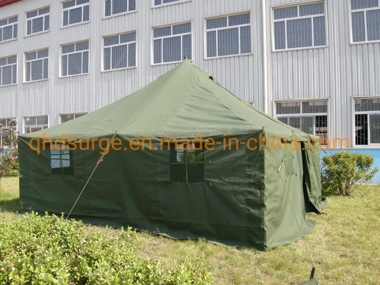 10 Person Pole Tent Waterproof Canvas Shelter Tent Roof Top Relief Tent