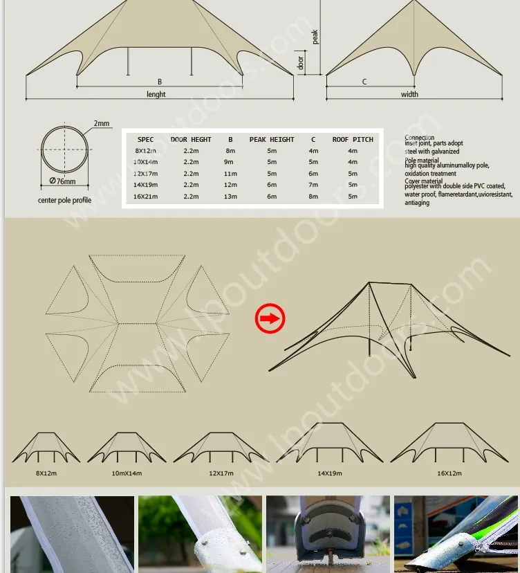 12X17m 650g PVC Star Canopy Tent for Party Event