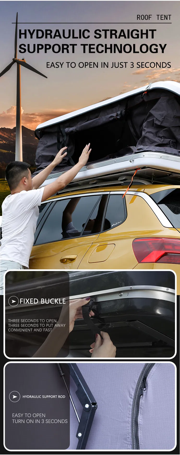 2020 New Model for Family Outdoor Camping Hard Shell Trailer Car Roof Top Tent