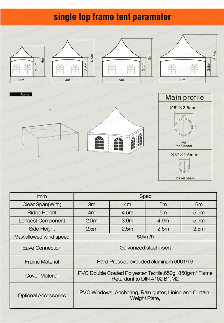 20X20 Feet Pinnacle Tent High Peak America and Europe Standard Tent