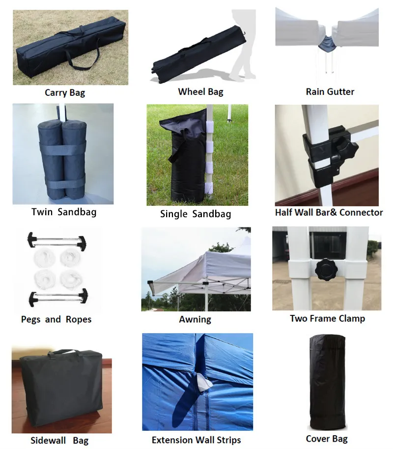 3mx3m Portable Folding Gazebo with Zipper Door