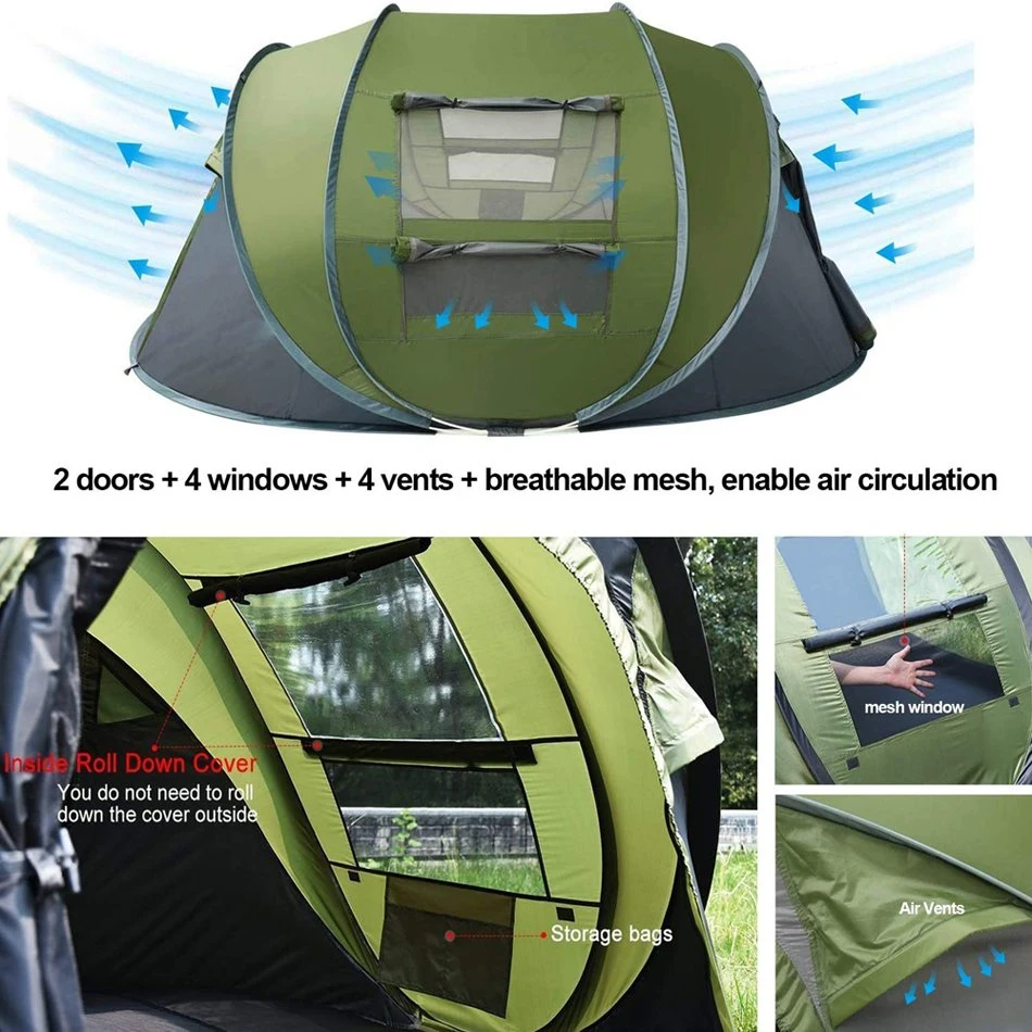 4 Person High Quality Automatic Pop up Outdoor Camping Tent, Automatic Outdoor Pop-up Tent for Camping Waterproof Tent