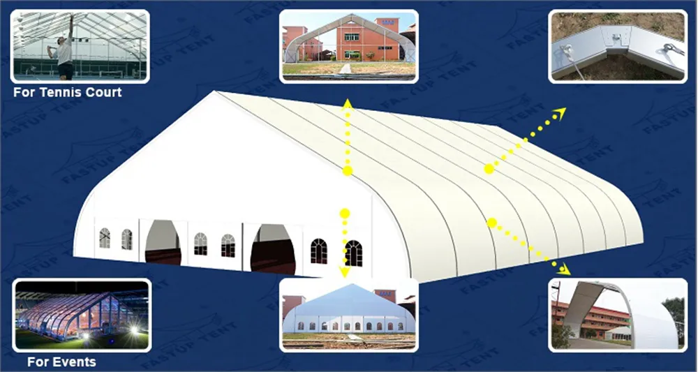 500 People Large Curved Outdoor Party Tents with 20m 40m Wind Load 100km H