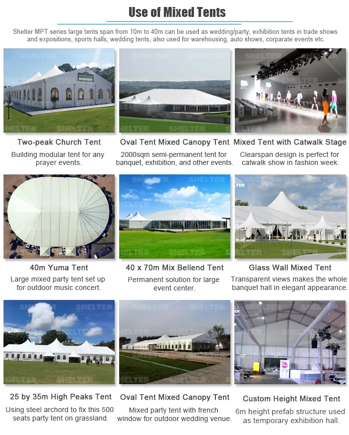 500 Person Cheap Outdoor Mixed Party Tent for Wedding Events