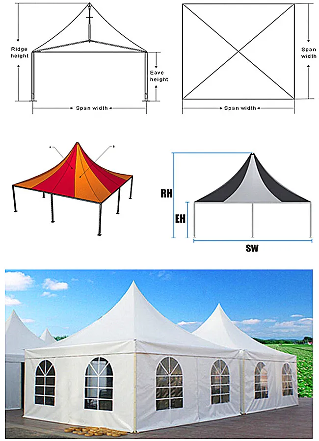5X5m PVC Coated Leisure Pagoda Tent for Outdoor Wedding Party Events