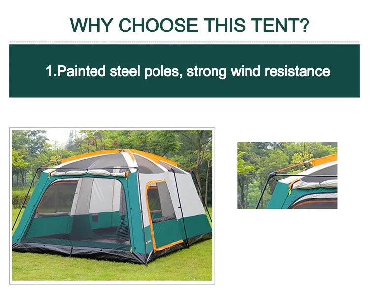 8-12 Persons Large Luxury Wind Resistant Family Carpas De Camping Tent