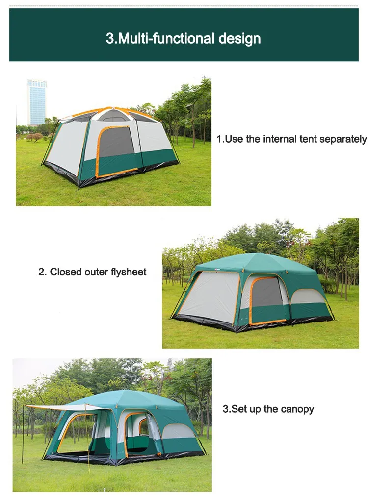 8-12 Persons Large Luxury Wind Resistant Family Carpas De Camping Tent