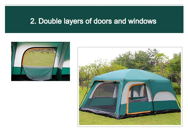 8-12 Persons Large Luxury Wind Resistant Family Carpas De Camping Tent