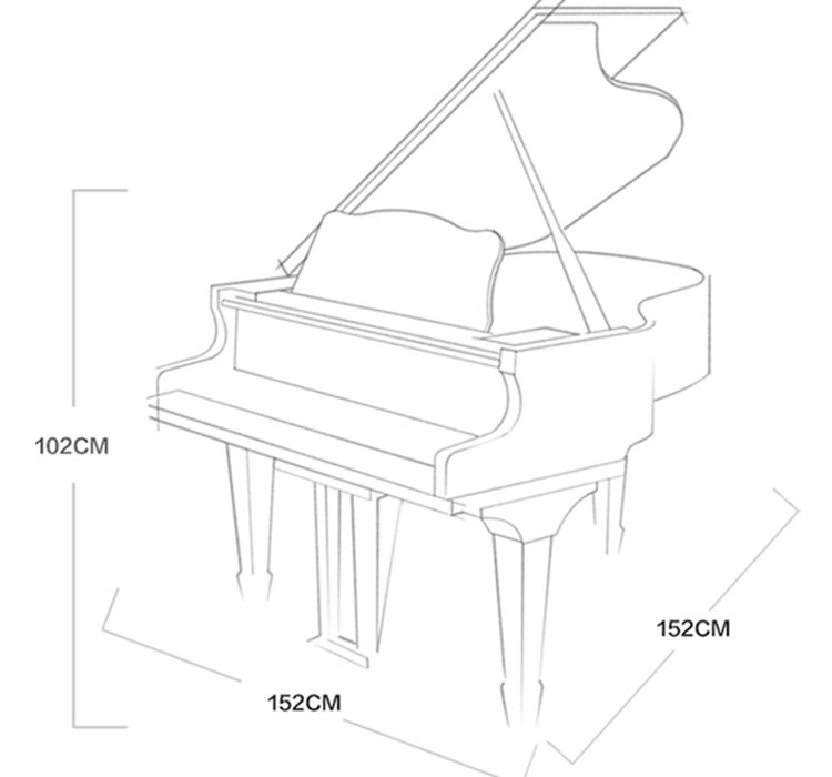Acoustic Black Glossy Grand Piano Gp-152e