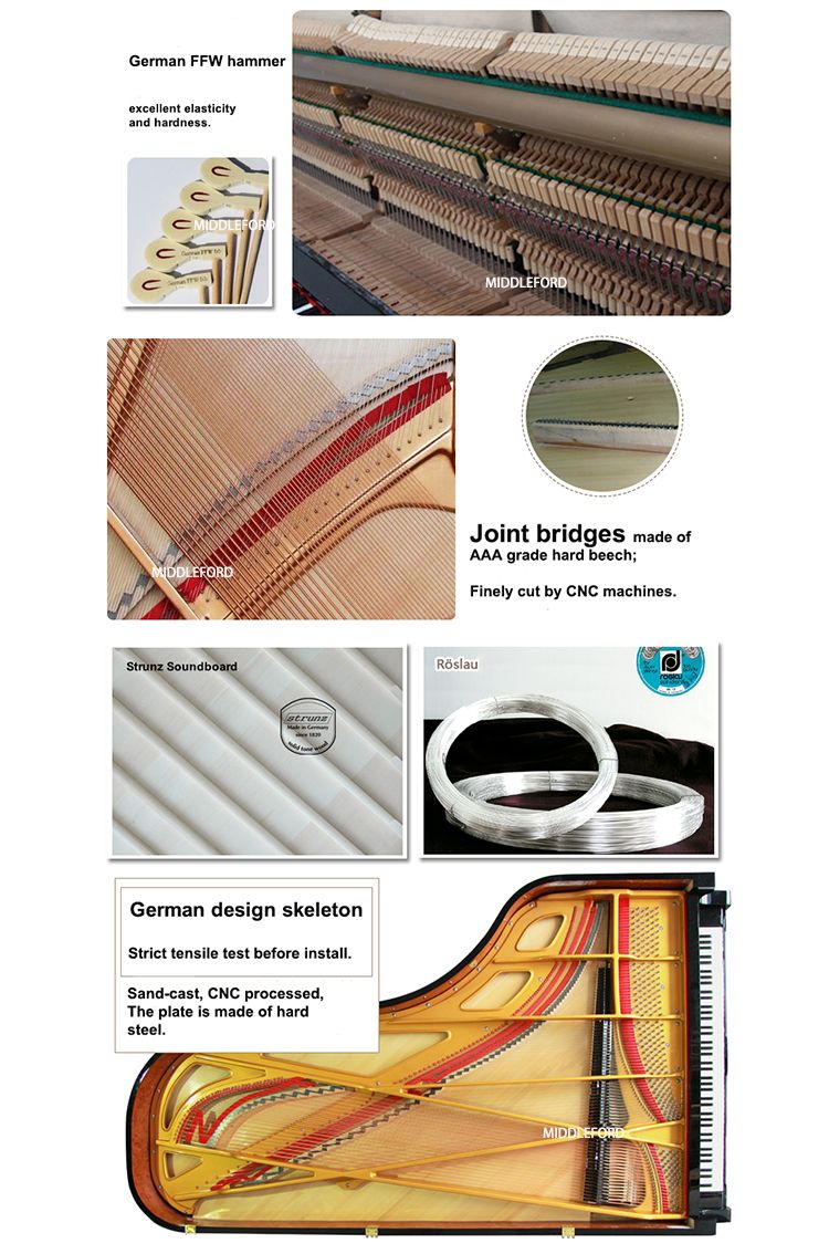 Acoustic Black Glossy Grand Piano Gp-152e