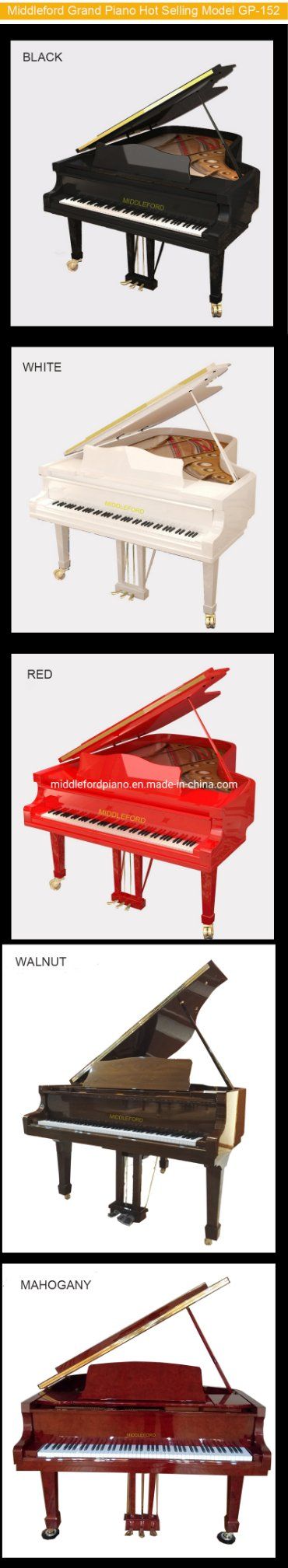 Acoustic Black Glossy Grand Piano Gp-152e