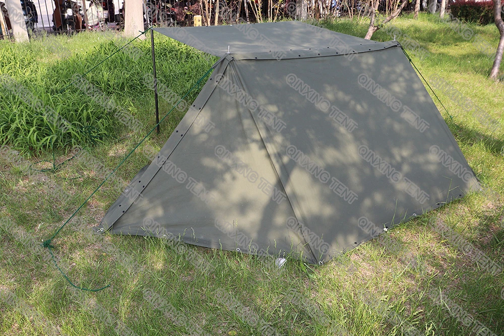 America/French/British 3-4 Persons Cotton Tent/Waterproof Canvas Tent Army Military Style Tent Single Fly Tent Pole Tent Camping Tent Easy Assemable