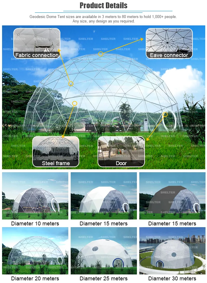 Big Durable Clear Roof PVC Geodesic Dome Tent for Sale