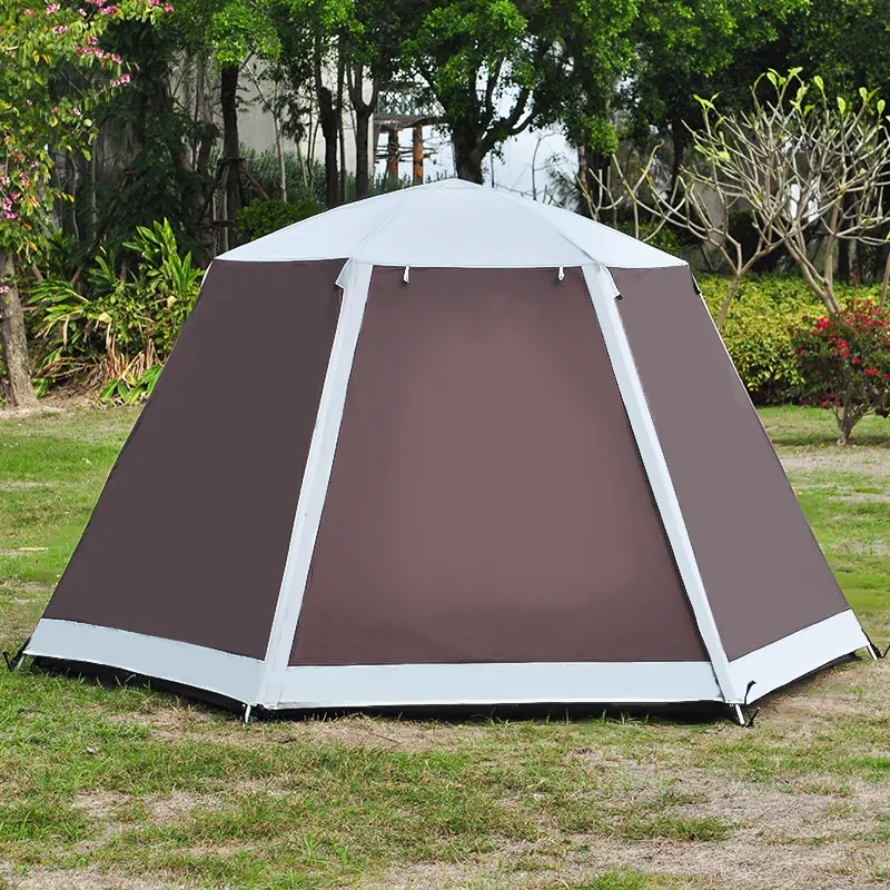 Bluebay Tent Wholesale 5-8 Person Double Layer Waterproof Pop up Hexagon Outdoor Sports Camp Tent for Sun Shelters