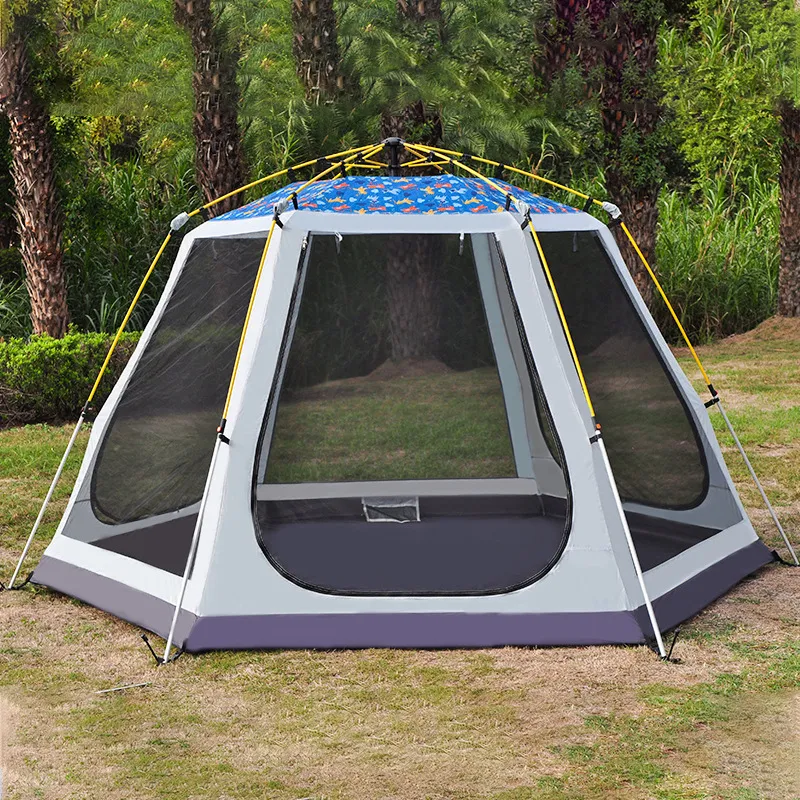 Bluebay Tent Wholesale 5-8 Person Double Layer Waterproof Pop up Hexagon Outdoor Sports Camp Tent for Sun Shelters