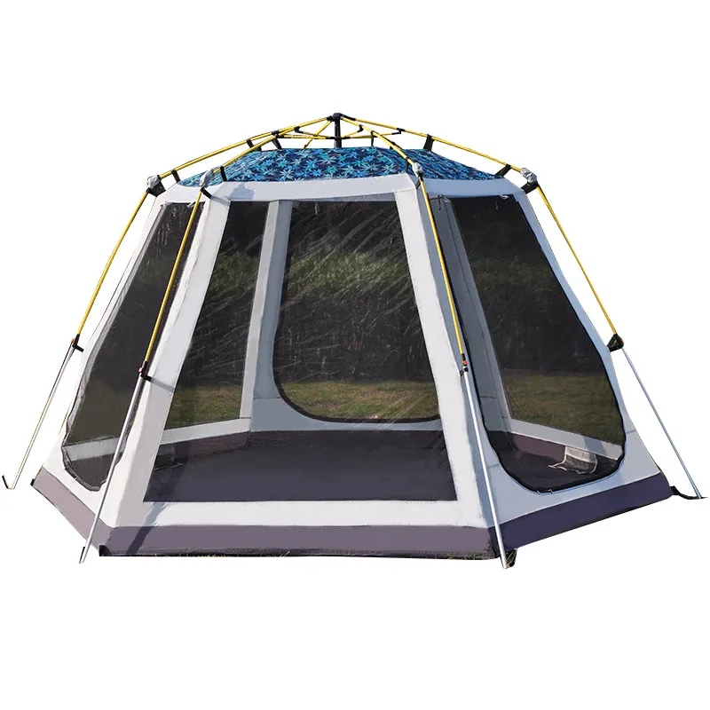 Bluebay Tent Wholesale 5-8 Person Double Layer Waterproof Pop up Hexagon Outdoor Sports Camp Tent for Sun Shelters