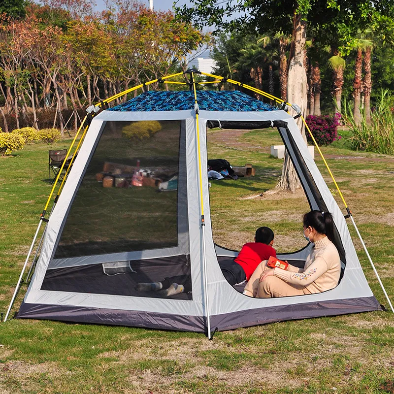 Bluebay Tent Wholesale 5-8 Person Double Layer Waterproof Pop up Hexagon Outdoor Sports Camp Tent for Sun Shelters