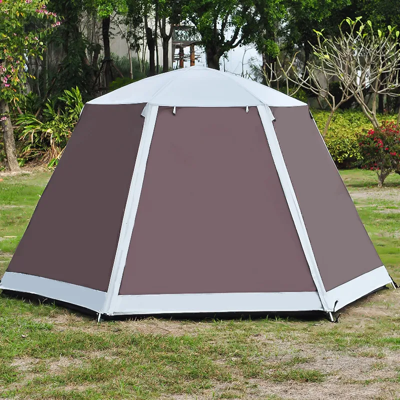 Bluebay Tent Wholesale 5-8 Person Double Layer Waterproof Pop up Hexagon Outdoor Sports Camp Tent for Sun Shelters