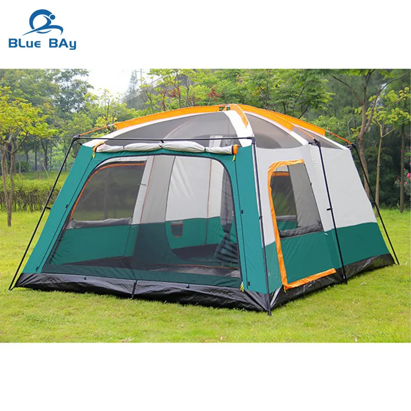 Bluebay Tent Wholesale 8-10 Person Oxford Waterproof Portable Double Layer Two Rooms Family Outdoor Party Camp Tent for Beach