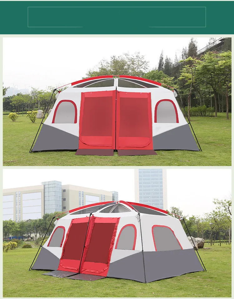 Bluebay Tent Wholesale 8-12 Persons Outdoor Large Space Double Layers 2 Rooms Family Camp Tent