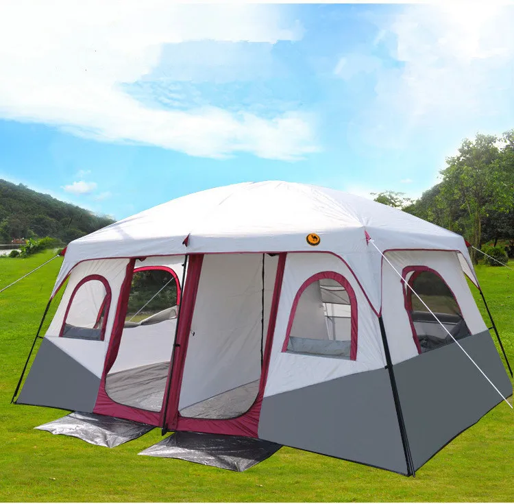 Bluebay Tent Wholesale 8-12 Persons Outdoor Large Space Double Layers 2 Rooms Family Camp Tent