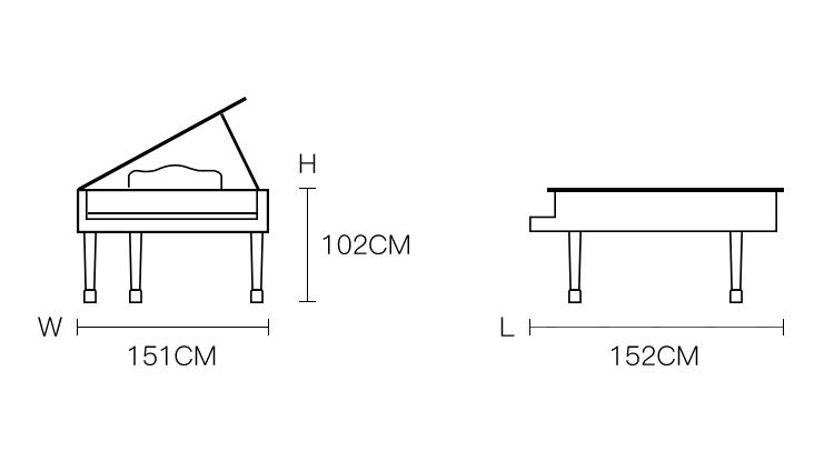 Competitive Price Popular Model Black Baby Grand Keyboard Piano Hg-152e 88 Keys