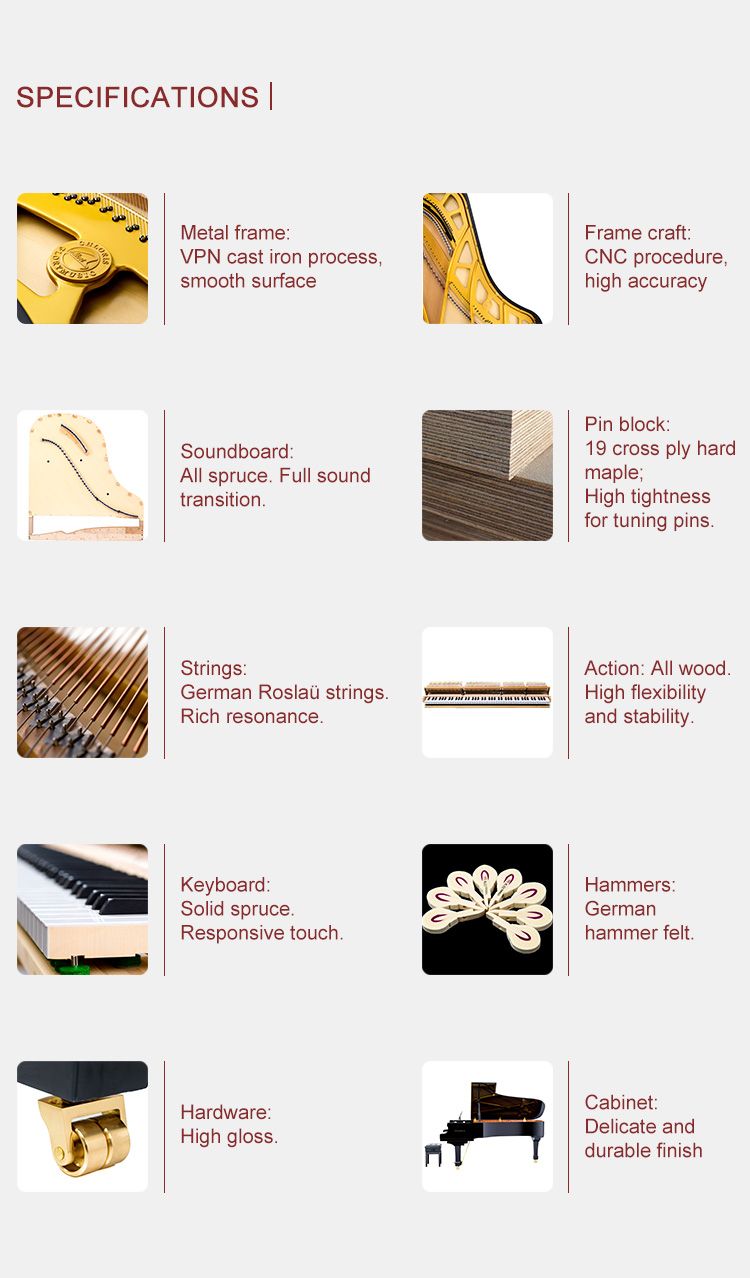 Competitive Price Popular Model Black Baby Grand Keyboard Piano Hg-152e 88 Keys