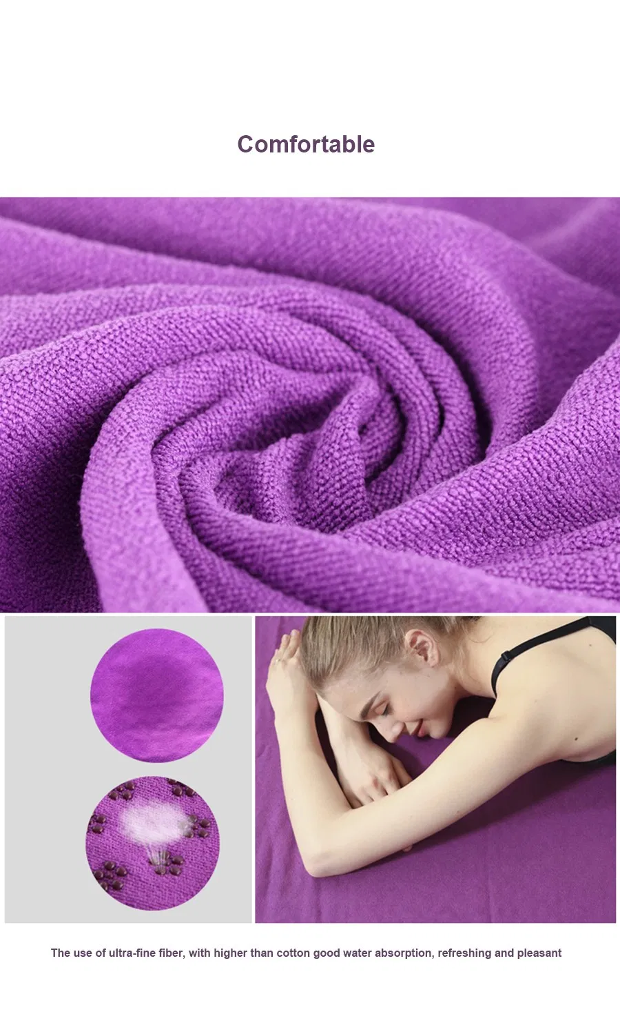 Custom Hot Yoga Mat Towel Texture 100% Absorbent Odorless Microfiber Hot Yoga and Pilates Yoga Towel Non Slip