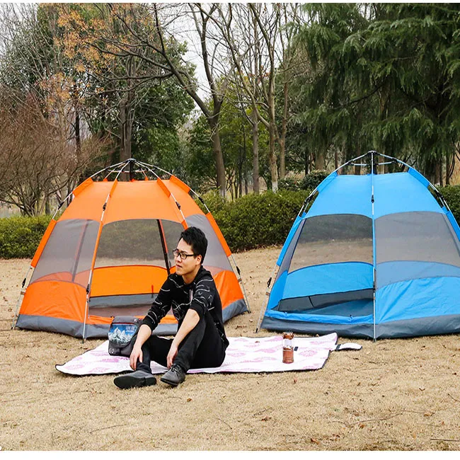 Double Layer Automatic 3-5 Person Hexagonal Outdoor Tent