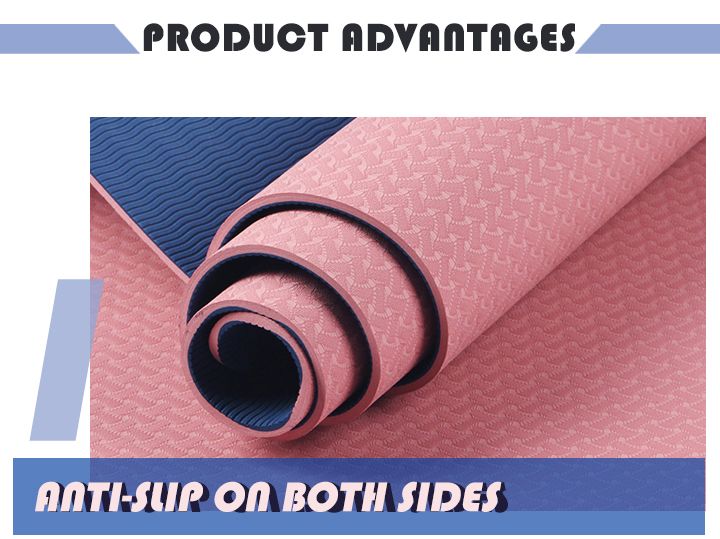 Durable 8mm Thickness Yoga Mat with Alignment Lines Free Carrying Strap Non Slip TPE Surface for Women Men for Pilates Fitness Home Exercise