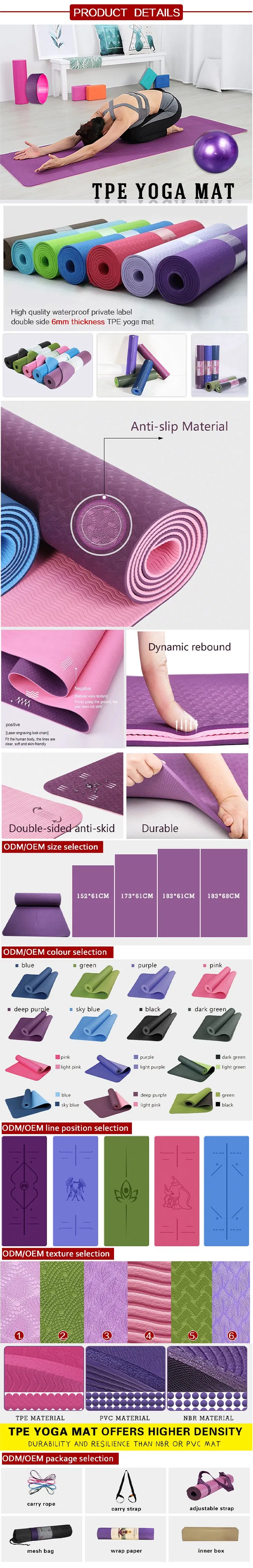 Eco-Friendly TPE Gym Pilates Mats Tapis Tapete De Yoga Non-Slip Sweat Absorbent Gymnastics Fitness Exercise Foldable Yoga Mat