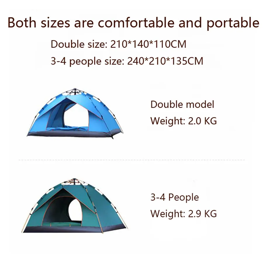 Factory Customized Tent OEM Luxury 2-4 Person Two Doors Waterproof Windproof Famliy Hiking Tent Outdoor Camping