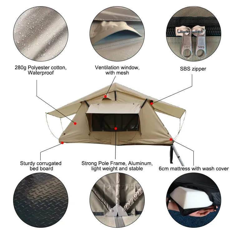 Glamping Family Outdoor Camping Large Soft Cover Buy 4X4 Car Roof Top Tent