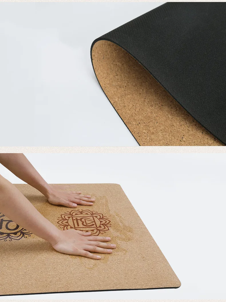 High Quality Reversible Balance Custom Natural Latex Rubber Cork Custom Yoga Mat Print