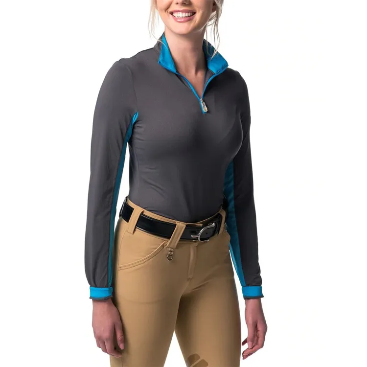 High Quality Rider Ladies Equestrian Wear Long Sleeve Polo Shirt Horse Riding Shirt