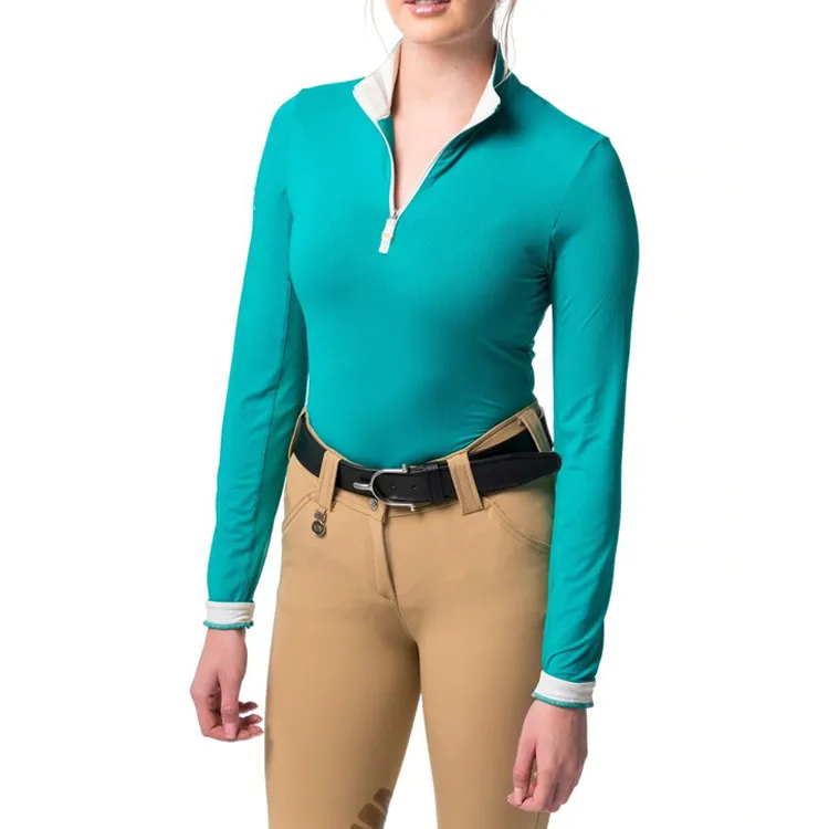 High Quality Rider Ladies Equestrian Wear Long Sleeve Polo Shirt Horse Riding Shirt