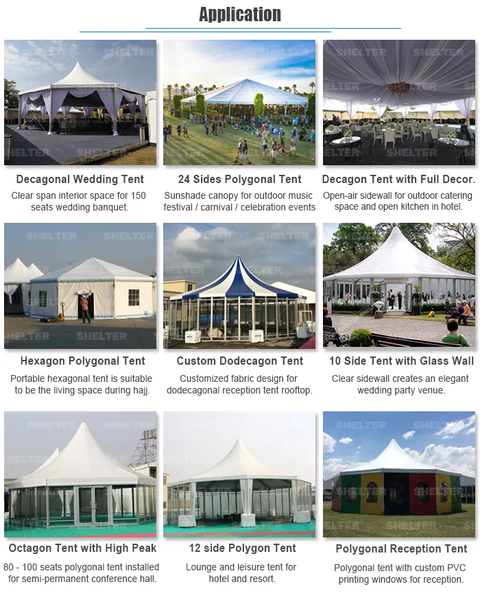 High Top Outdoor Hexagon Tent for Wedding Party Event for Sale