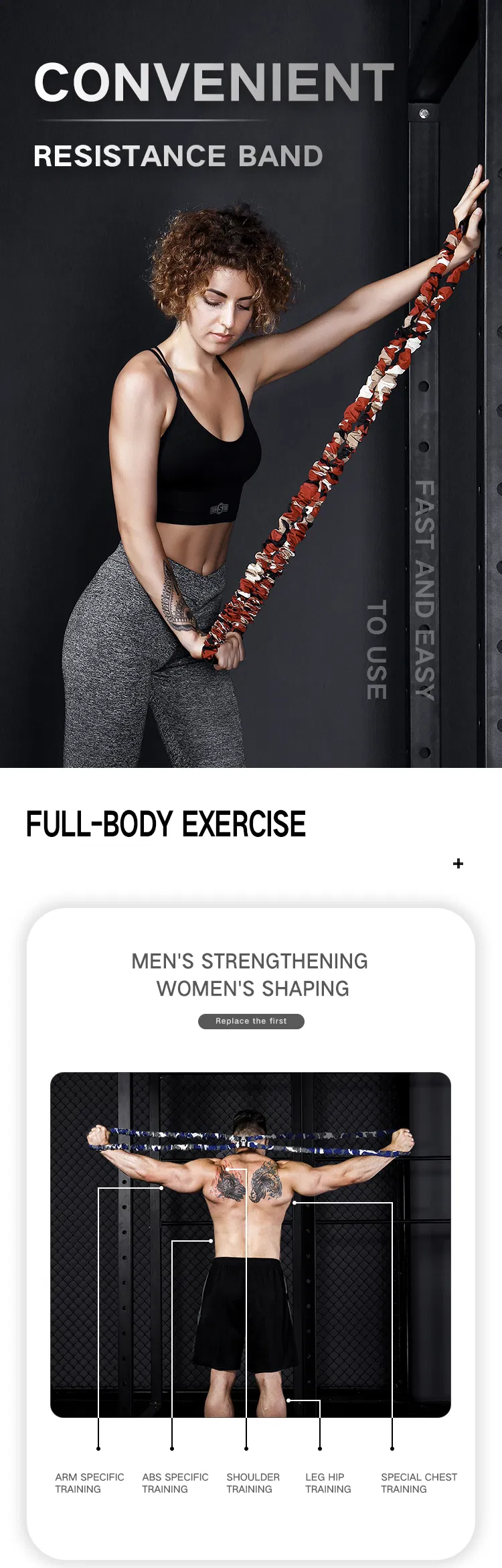 Hot Sale Wholesale Rts Adult Chest Back Arm Muscle Training Body Shaping Exercise Band