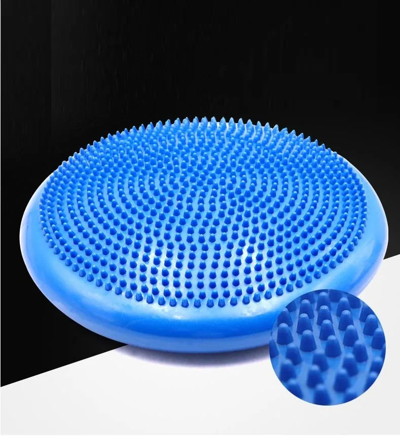 Inflatable Anti-Slip Workout Balance Cushion Fitness Wobble Cushion with Inflator