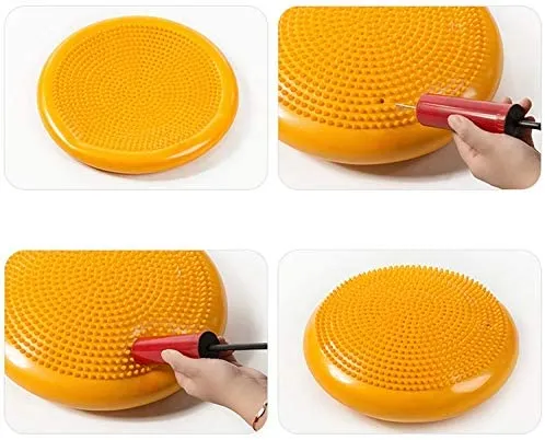 Inflatable Anti-Slip Workout Balance Cushion Fitness Wobble Cushion with Inflator