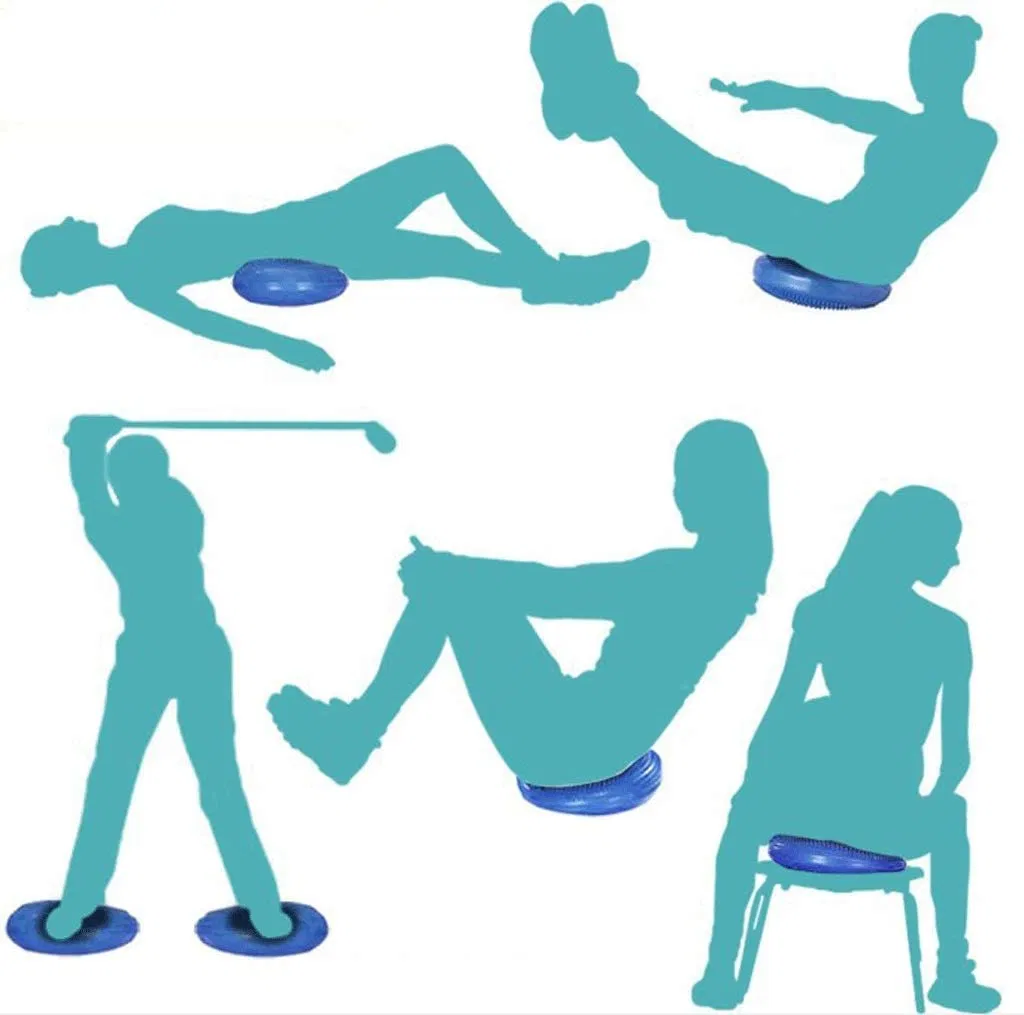 Inflatable Anti-Slip Workout Balance Cushion Fitness Wobble Cushion with Inflator