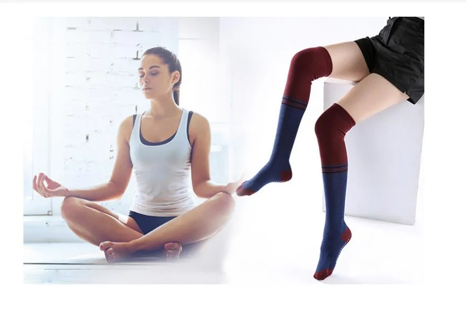 Knee-High Yoga Socks Compression Socks for Women, Women′s Leg Warmers Thigh Highs Non Slip Toe Sport Long Yoga Socks