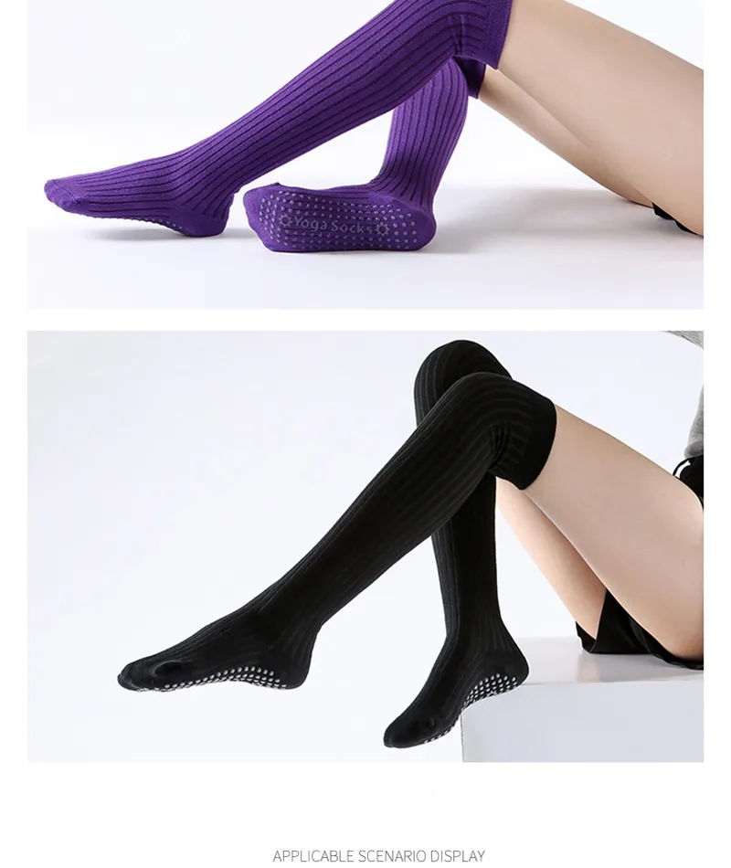 Knee-High Yoga Socks Compression Socks for Women, Women′s Leg Warmers Thigh Highs Non Slip Toe Sport Long Yoga Socks