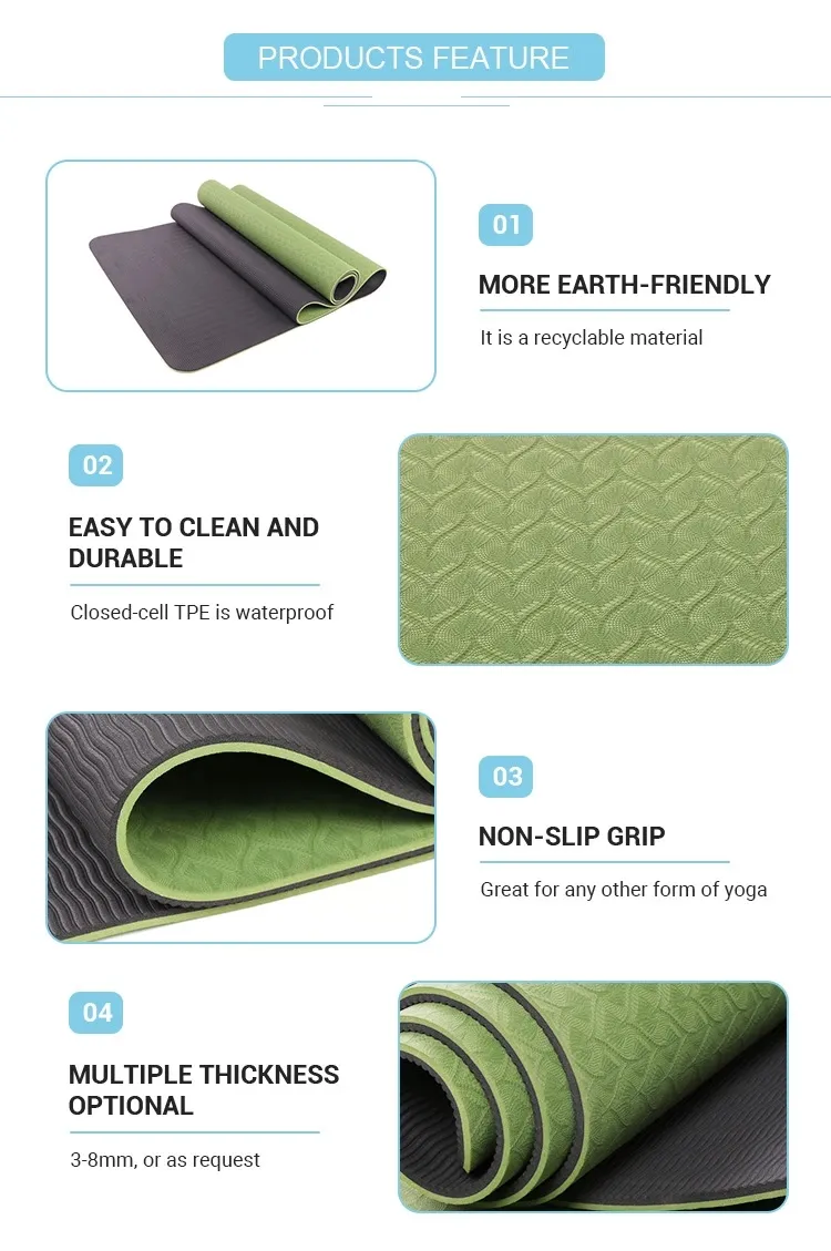 Latest Design Meditation Pilates Workout Fitness TPE Yoga Mat