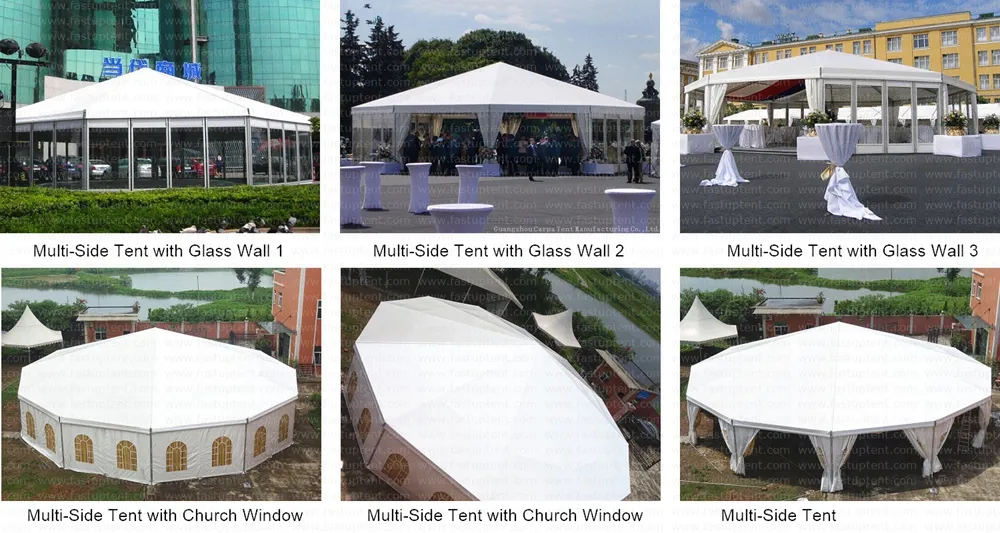 Luxury Glass Multi Side Tent for Car Exhibition Diameter 10m 100 People Seater Guest