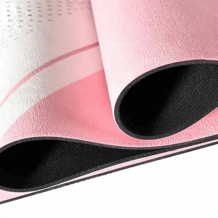 Natural Rubber Printed Suede Yoga Mat Non Slip Eco Friendly 72 X 24 Inch, Thick 1/8inch Fitness Exercise Mat for Pilates