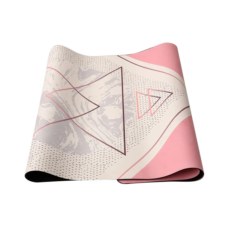Natural Rubber Printed Suede Yoga Mat Non Slip Eco Friendly 72 X 24 Inch, Thick 1/8inch Fitness Exercise Mat for Pilates