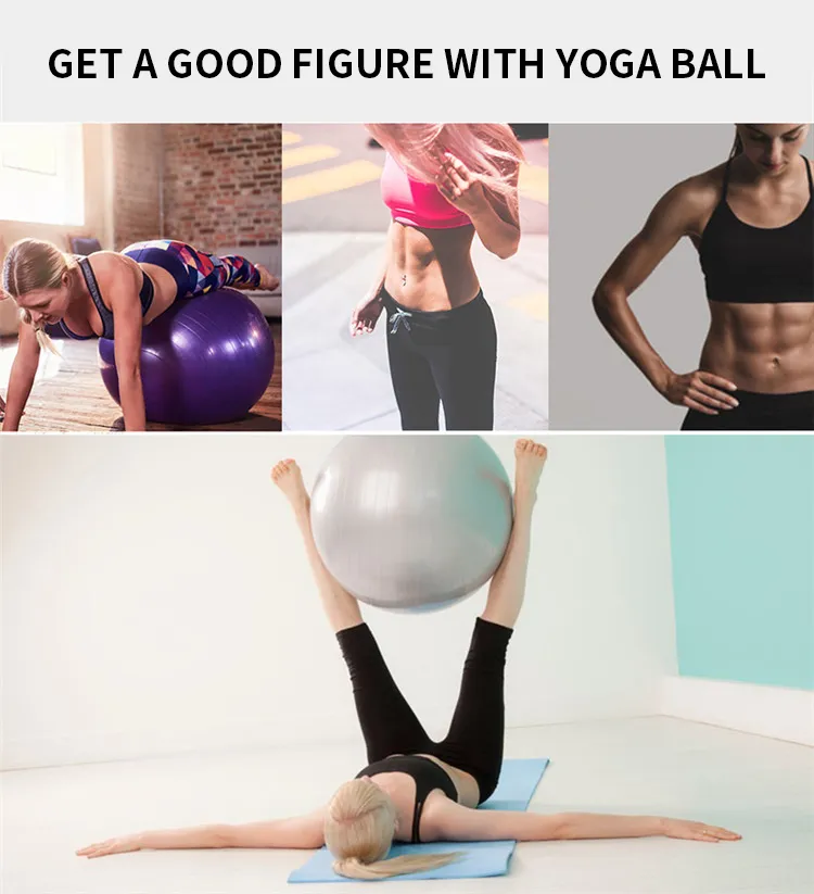 Non-Toxic Anti Burst & Non-Slip Inflatable PVC Exercise Stability Yoga Balance Ball, Eco Friendly Yoga Ball