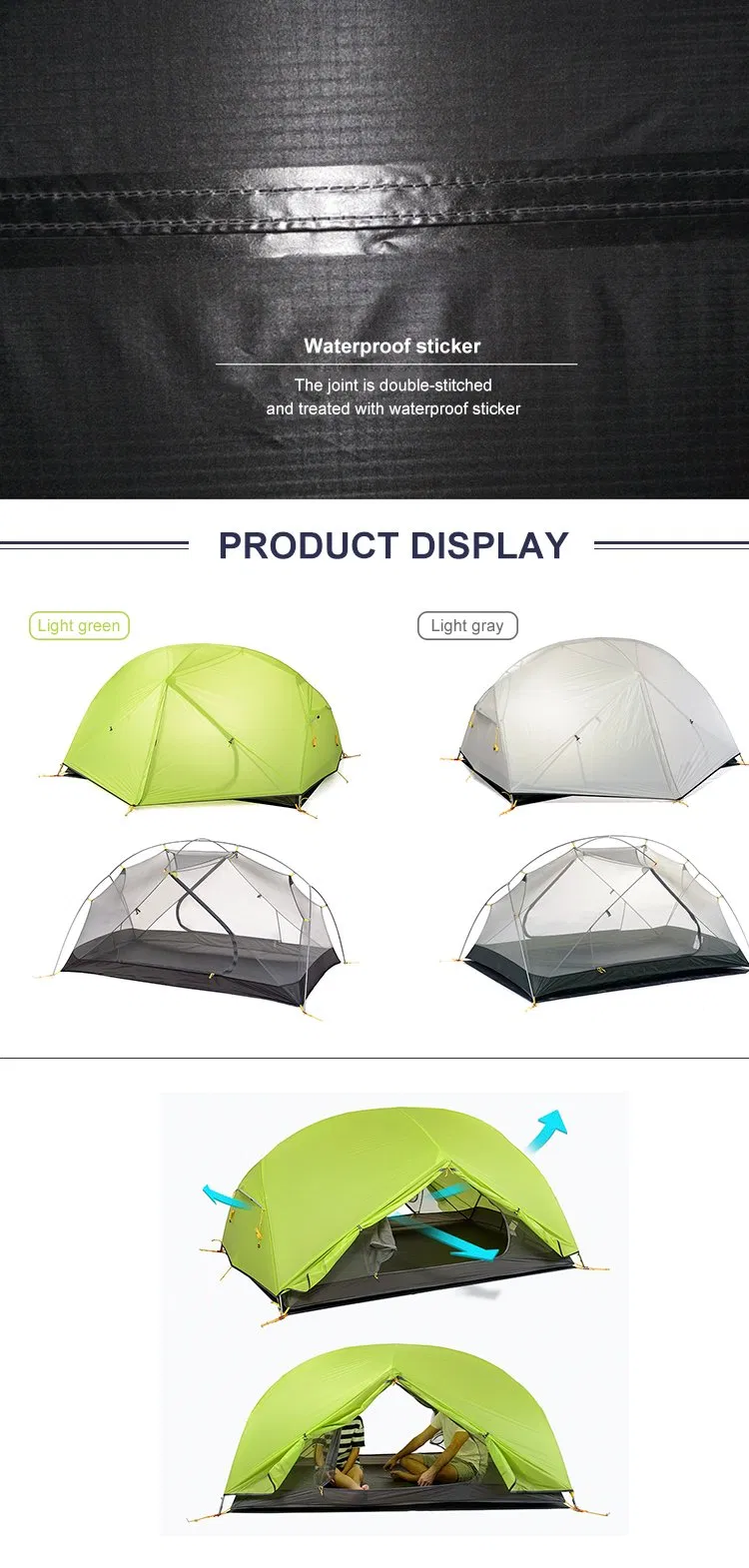 Outdoor Camping Waterproof Instant Pop up 3-4 Person Large Family Tent Double Layers Automatic Party Tent