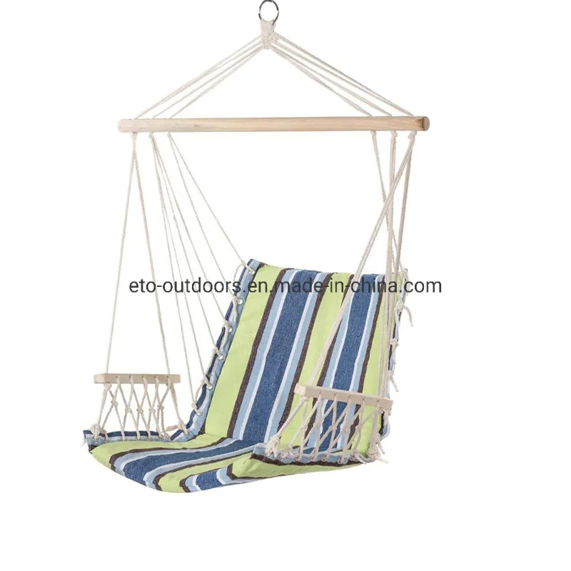 Outdoor Hanging Rope Chair Cotton Padded Swing with Armrest